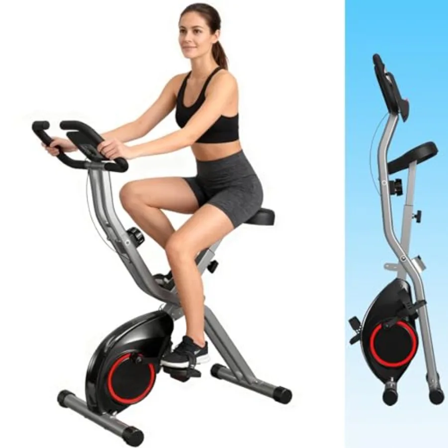 Exercise Bike Magnetic Resistance - Zusammenklappbares Trainingsfahrrad für kleine Wohnungen: Stahlrahmen,