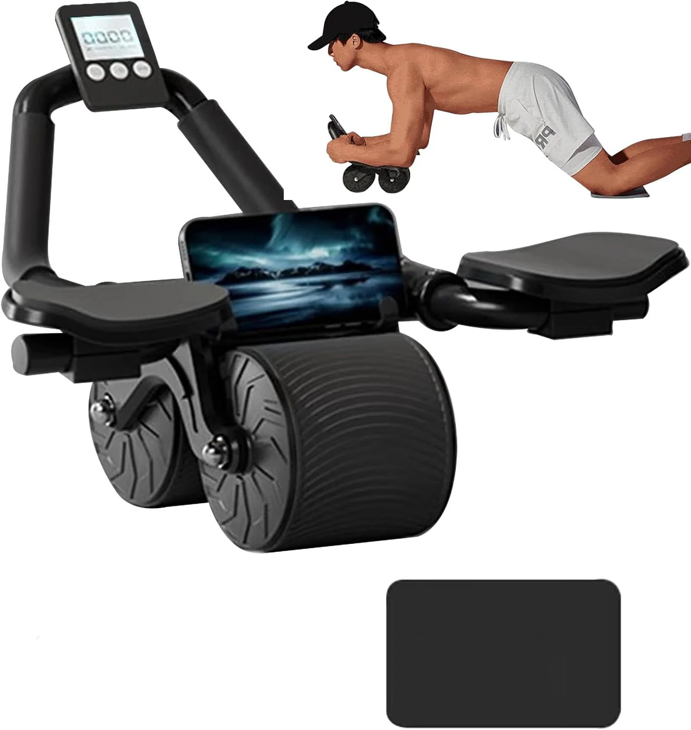 Ab Roller Wheel With Elbow Support - Ellenbogenstütze, automatischer Rückprall, Bauchmuskelrad, Core-Muskeltrainer mit