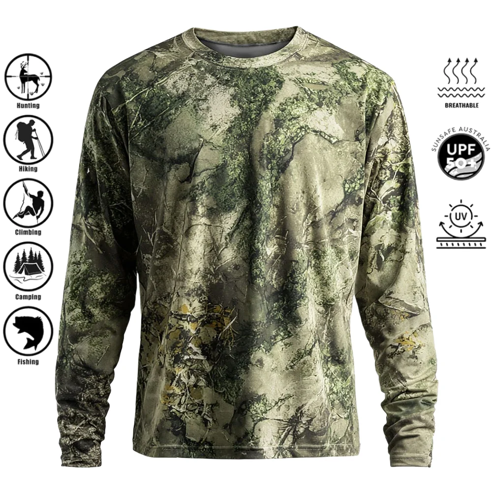 Hiking - Herren Langarm-T-Shirt aus Polyester mit 3D-Camo-Druck,