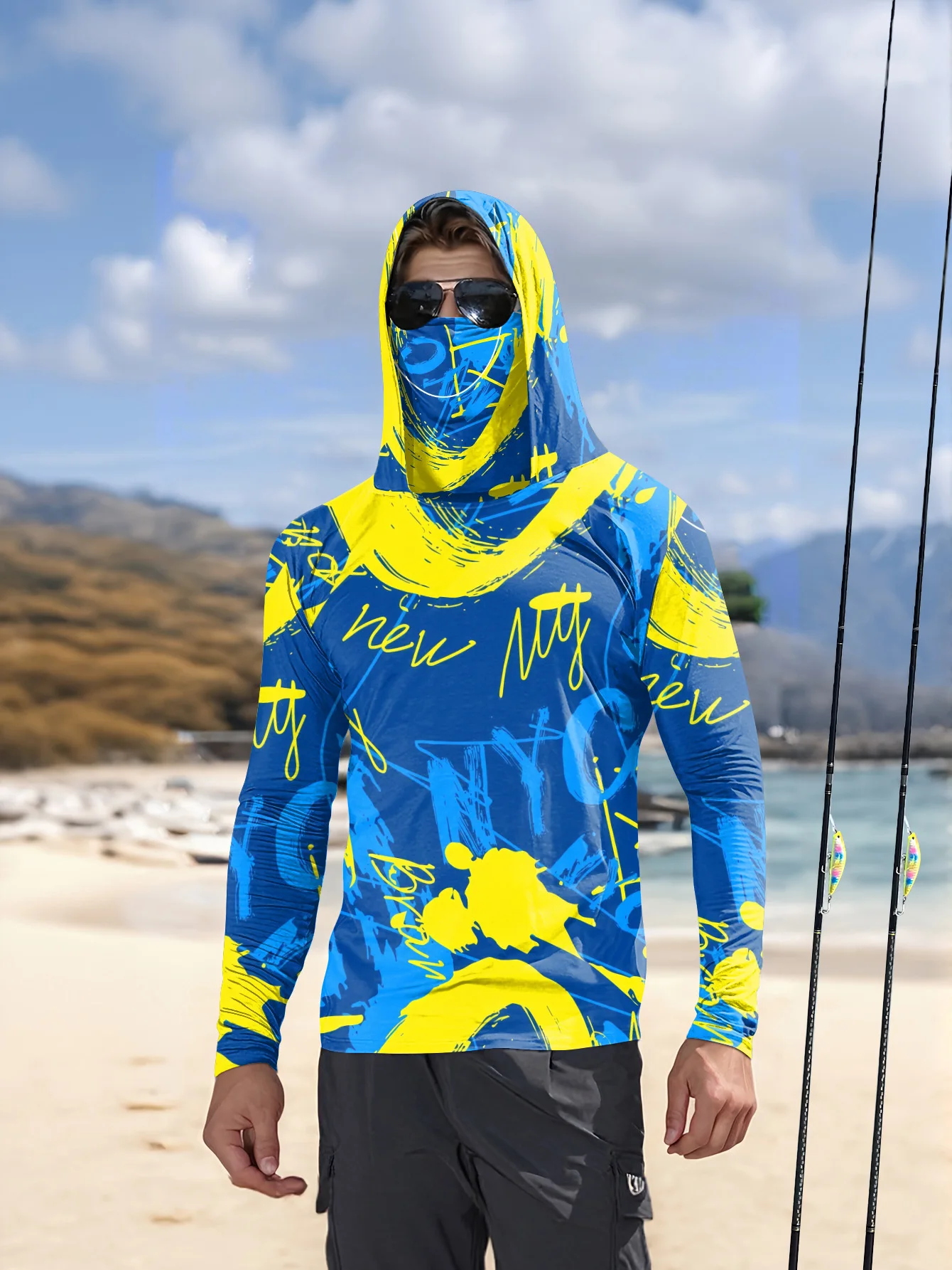 Hiking - Herren-Anglerkleidung mit Kapuze und UV-Schutz, geeignet