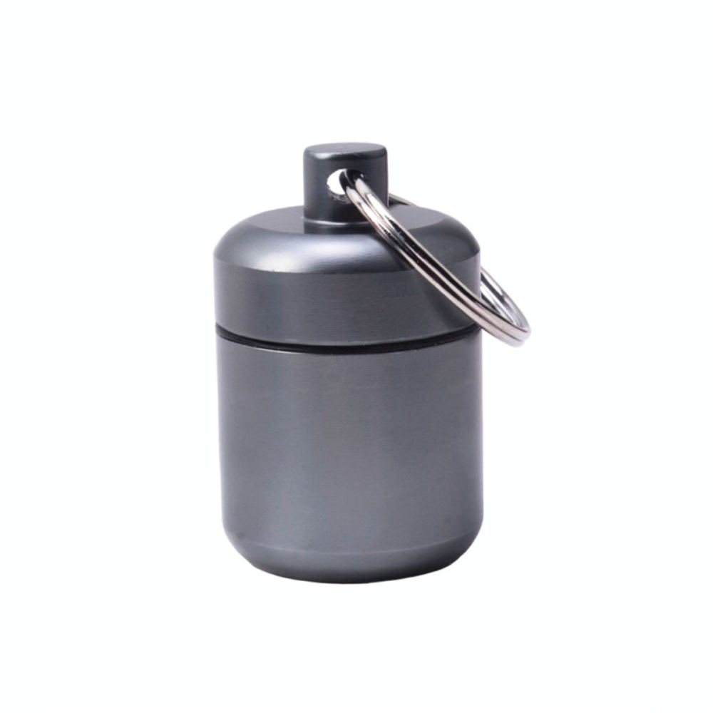 Hiking - Tragbarer Behälter aus Aluminiumlegierung, Metall-Schlüsselanhänger, Pillendose,