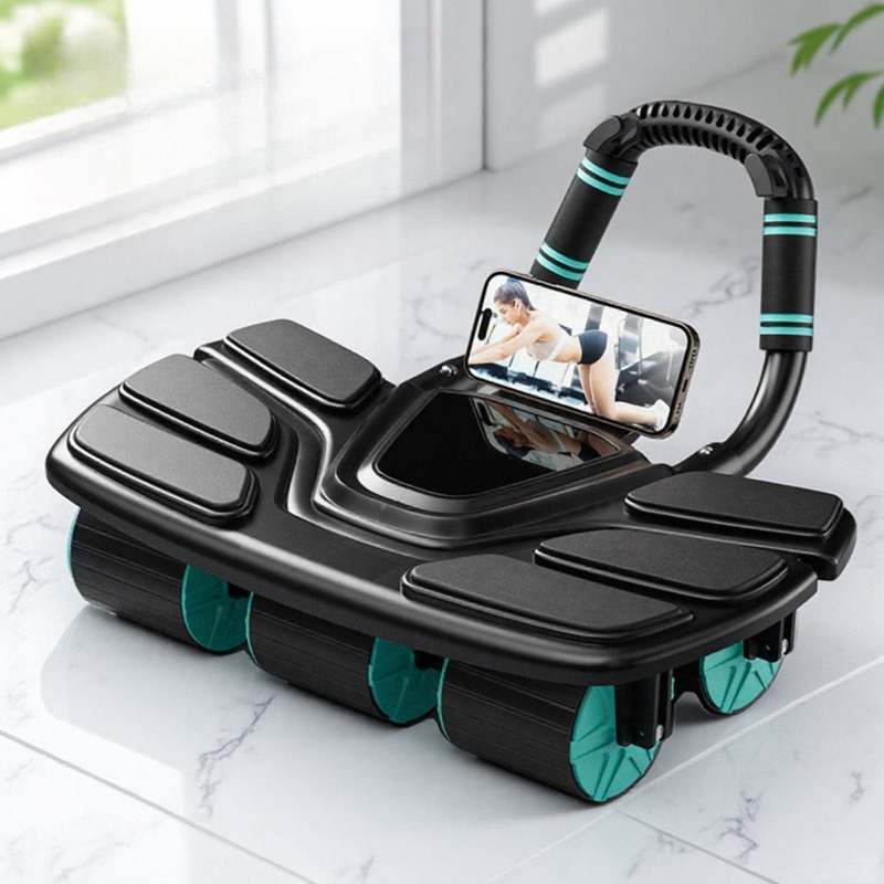 Ab Roller Wheel With Elbow Support - Sechsrädriges Bauchmuskel-Trainingsgerät mit Automatischer Rückfederung, Ab